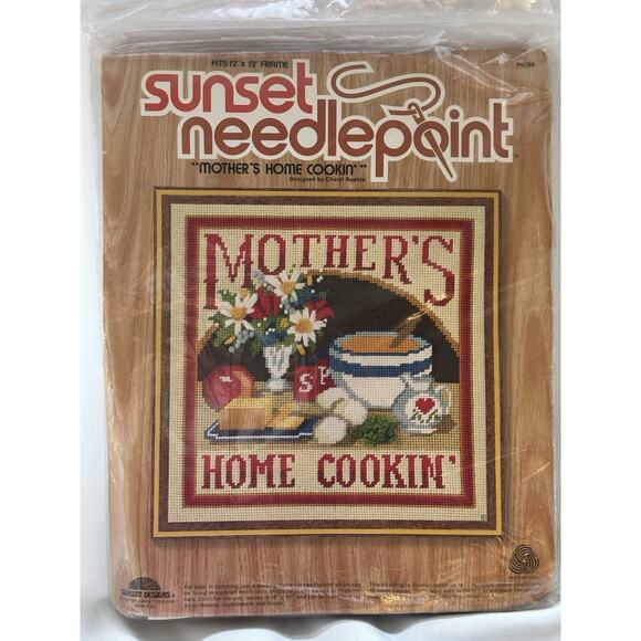 Sunset Needlepoint Kit Mother’s Home Cookin' #6794 Fits 12"x12" Frame, New - Picture 1 of 3